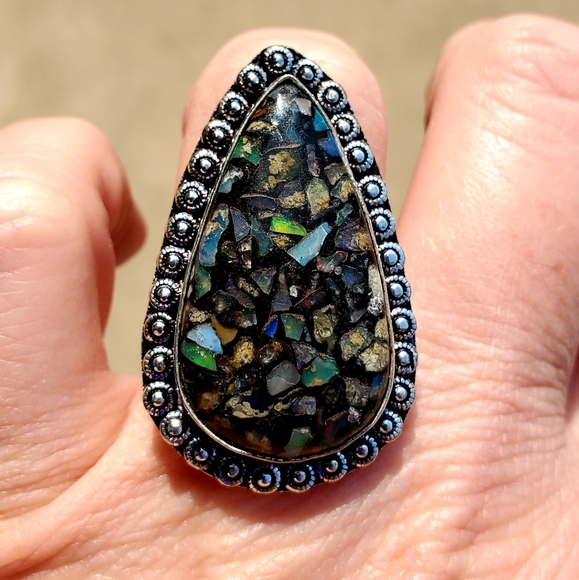 New Copper Ethiopian Opal 925 Silver Ring. - Picture 7 of 10
